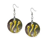 Three Green Snakes Women's Round Wooden Earring Drop Dangle Earrings Lightweight Pendant Jewelry