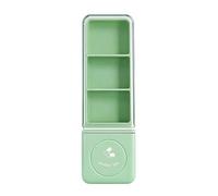Three Grids Pill Box with Medicine Splitter Container, Compact Medicine Dispenser Box for Business Trips, Elderly Friendly Pill Dispenser Slim Design, White Green