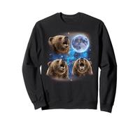 Three Grizzly Bears Howling At The Moon Weird Meme Grizzly Sweatshirt