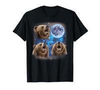 Three Grizzly Bears Howling at The Moon Weird Meme Grizzly T-Shirt