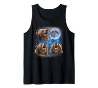 Three Grizzly Bears Howling at The Moon Weird Meme Grizzly Tank Top