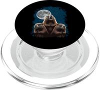 Three Groundhogs And A Moon Funny Groundhog Day PopSockets PopGrip for MagSafe