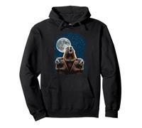 Three Groundhogs And A Moon Funny Groundhog Day Pullover Hoodie