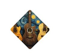 Three Guitars Pattern Car Air Fresheners 4 Pcs Square Hanging Aromatherapy Tablets Scented Fresheners For Bedroom Bathroom