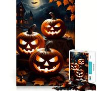 Three Halloween Pumpkins Jigsaw Puzzles for Teenagers 1000 Piece Enhance Recall Home Leisure Exact Edge (38x26cm)