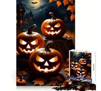 Three Halloween Pumpkins Jigsaw Puzzles for Teenagers 1000 Piece Enhance Recall Home Leisure Exact Edge (38x26cm)