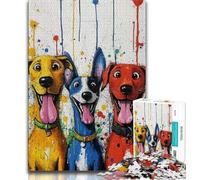 Three Happy Dogs Jigsaw Puzzles 1000 Pieces for Adults Teens,Learning Educational Toy for Is Ideal As A Gift for The Whole Family (50x75cm)