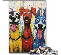Three Happy Dogs Jigsaw Puzzles for Adults Teenagers Jigsaws Puzzle, Staycation Kill Time Birthday Present, Gifts, Wall Art for 14+ (70x100cm)