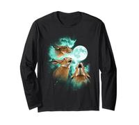 Three Hares Howling at The Moon tie dye Green Long Sleeve T-Shirt