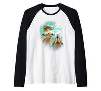 Three Hares Howling at The Moon tie dye Green Raglan Baseball Tee