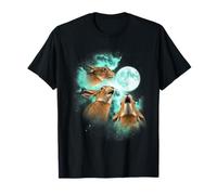 Three Hares Howling at The Moon tie dye Green T-Shirt