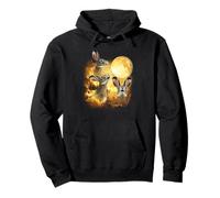 Three hares Howling At The Moon yellow tie dye hares Pullover Hoodie