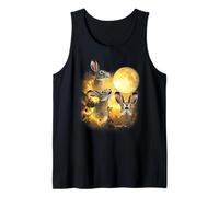 Three hares Howling At The Moon yellow tie dye hares Tank Top