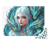 Three Head Dragon 1000 Piece Jigsaw Puzzle Elf Dragon Trio Sturdy Cardboard for Puzzle Collectors Cognitive Skill Training 38x26cm/1000pcs