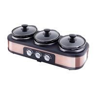Three Head Stew Pot Automatic Slow Cooker, Stainless Steel Stew and Stir Slow Cooker Cooking Machine, Family Sized, Energy Efficient, Removable Ceramic Pot