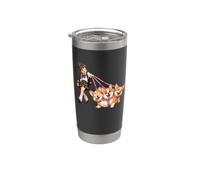 Three-Headed Corgi Mythology Fantasy Cute Valentines Hearts Stainless Steel Insulated Tumbler