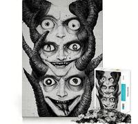 Three-Headed Demon Jigsaw Puzzles for Adults 1000 Piece Memory Boost Cozy Time Pattern Assembly Santa Wish List (38x26cm)