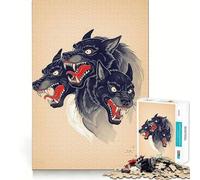 Three-Headed Dog Illustration Jigsaw Puzzles for Teenagers 1000 Pieces Logic Sense Toy Calm Fun Smooth Edge Birthday Gift (38x26cm)