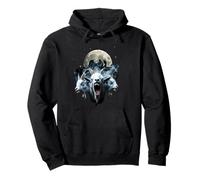 Three Headed Goat Under Full Moon Occult Horror Pullover Hoodie