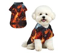 Three Headed Hound XL Pet Hawaiian Shirt for Small Dogs-Cute Summer Beach Outfit for Puppy, Soft Breathable Cat Clothes with Buttons