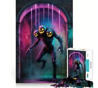 Three-Headed Pumpkin Monster in Stone Archway 1000 Piece Jigsaw Puzzles for Adults Brain Tease Toy Relax Time Perfect Cut Memorable Gift (38x52cm)