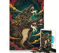 Three-Headed Wolf Illustration 1000 Piece Jigsaw Puzzles for Adults Jigsaw Mental Toy Soothing Fun Premium Cut Birthday Gift (38x52cm)