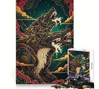 Three-Headed Wolf Illustration 1000 Piece Jigsaw Puzzles for Adults Jigsaw Mental Toy Soothing Fun Premium Cut Birthday Gift (38x52cm)