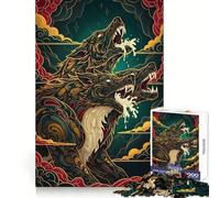 Three-Headed Wolf Illustration 1000 Pieces Jigsaws Adults Puzzles Gifts Strengthen Recall Serene Time Quality Edge Santa Wish Item (50x75cm)