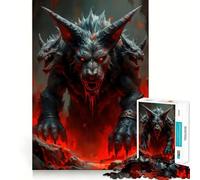 Three-Headed Wolf Monster 1000 Piece Jigsaw Puzzles for Adults Jigsaw Memory Lift Slow Enjoy Image Assembly Creative Gift (38x52cm)
