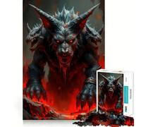 Three-Headed Wolf Monster 1000 Piece Jigsaws for Teenagers Puzzle Mind Challenge Toy Calm Pastime Precise Cut Lovely Gift (38x26cm)