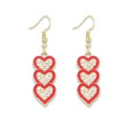Three Heart Earrings for Women Dainty Bling Crystal Sparkling Full Clear Love Rhinestone Drop Dangle Earrings Fashion Stud Earrings Fashion Gift Party Jewelry, M, Zinc, No Gemstone