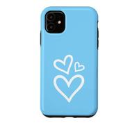 Three Hearts Aesthetic Baby Blue Case for iPhone 11