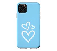 Three Hearts Aesthetic Baby Blue Case for iPhone 11 Pro Max