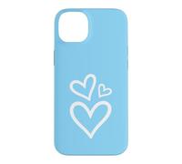 Three Hearts Aesthetic Baby Blue Case for iPhone 14 Plus