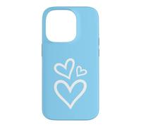 Three Hearts Aesthetic Baby Blue Case for iPhone 14 Pro