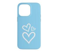 Three Hearts Aesthetic Baby Blue Case for iPhone 14 Pro Max