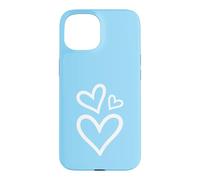 Three Hearts Aesthetic Baby Blue Case for iPhone 15