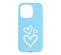 Three Hearts Aesthetic Baby Blue Case for iPhone 15 Pro