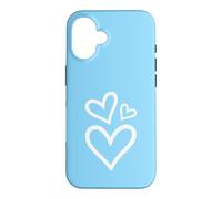 Three Hearts Aesthetic Baby Blue Case for iPhone 16