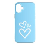 Three Hearts Aesthetic Baby Blue Case for iPhone 16 Plus