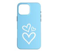 Three Hearts Aesthetic Baby Blue Case for iPhone 16 Pro Max