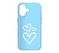 Three Hearts Aesthetic Baby Blue Case for iPhone 17