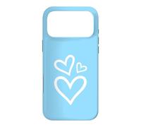 Three Hearts Aesthetic Baby Blue Case for iPhone 17 Pro Max