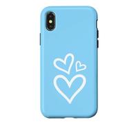Three Hearts Aesthetic Baby Blue Case for iPhone X/XS
