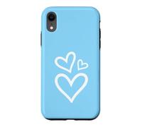 Three Hearts Aesthetic Baby Blue Case for iPhone XR