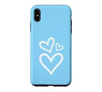 Three Hearts Aesthetic Baby Blue Case for iPhone XS Max