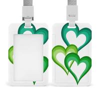 Three Hearts in Green ID Badge Holder Retractable Clip Card Holder Card Protector Name Badge Name Tag for Work Office Doctor Nurse