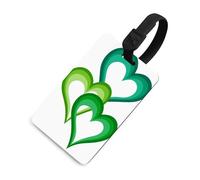 Three Hearts in Green Luggage Tag Travel Bag Suitcase Baggage Name Tags
