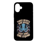 Three Hearts Nine Brains Eight Arms One Octopus Cephalopod Case for iPhone 16 Plus