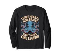 Three Hearts Nine Brains Eight Arms One Octopus Cephalopod Long Sleeve T-Shirt
